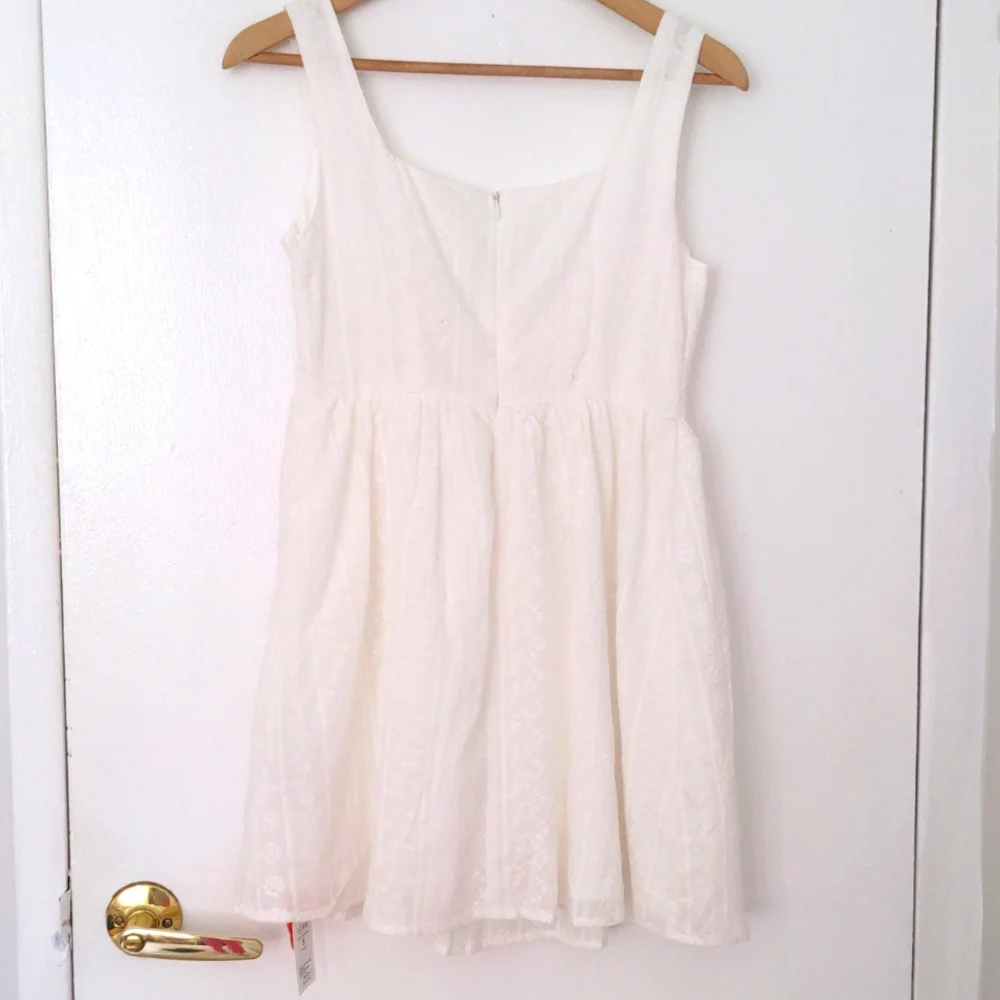 NWT cider 100% cotton white mini dress S - Picture 5 of 6